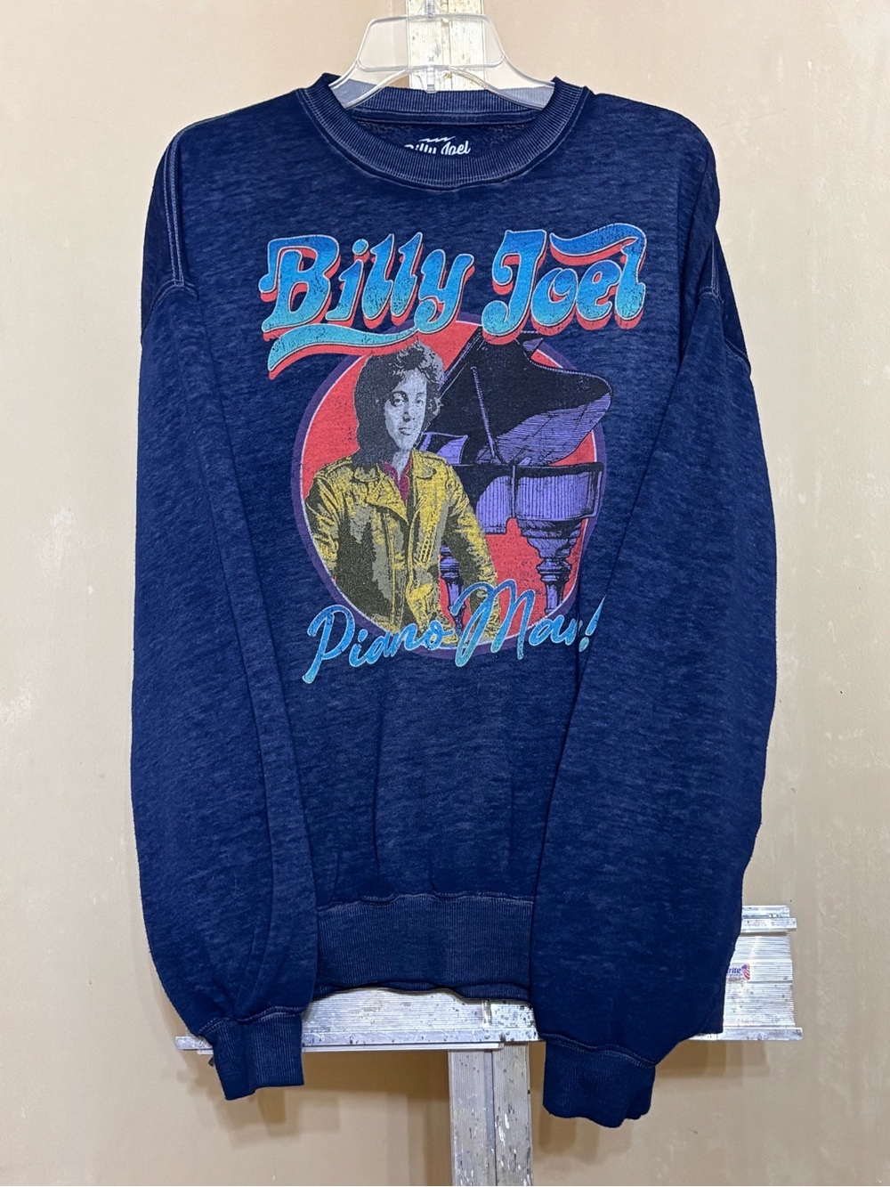 Billy Joel Graphic Crewneck Sweatshirt - Heather Navy Band Pullover